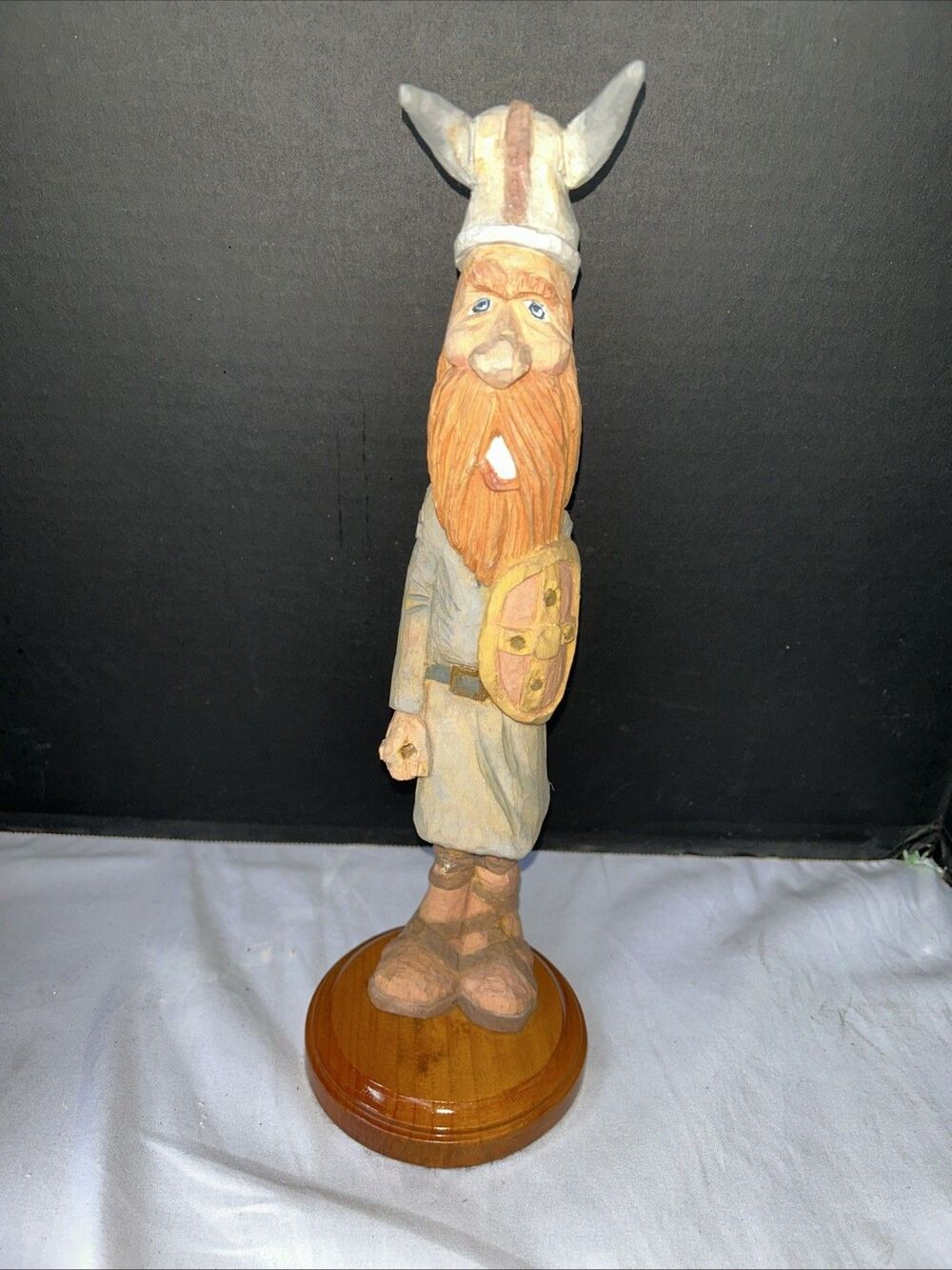 Vintage Hand Carved Wooden Viking